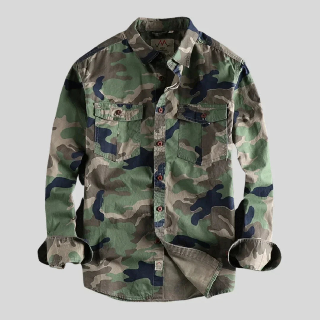 Męska Koszula Militarna Moro z Długim Rękawem