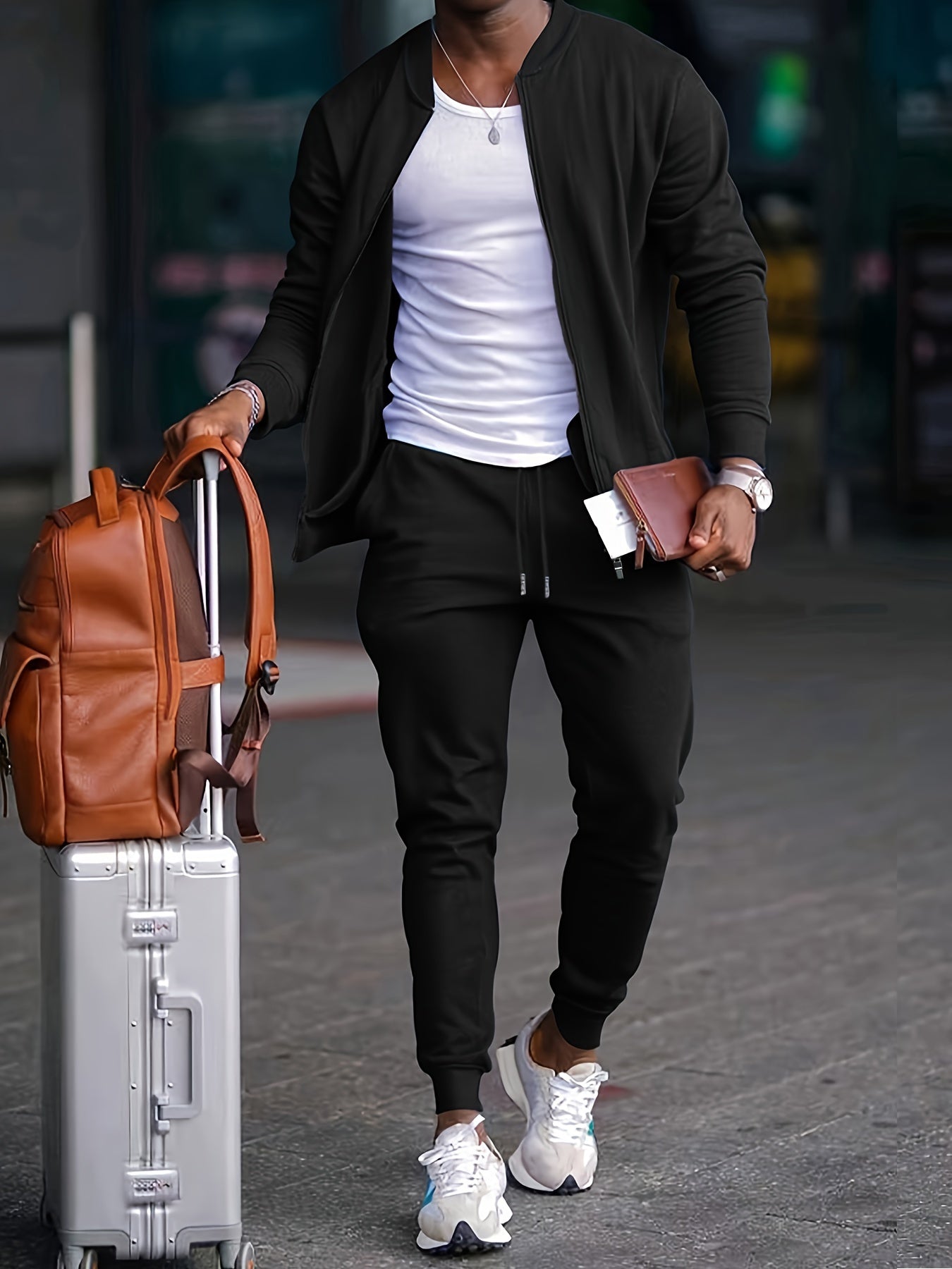 Męski Komplet Casual z Bluzą Bomber