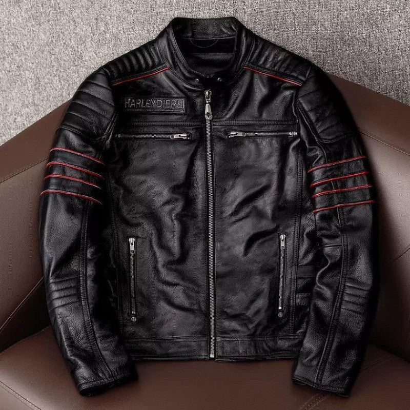 Męska Kurtka Motocyklowa Skórzana