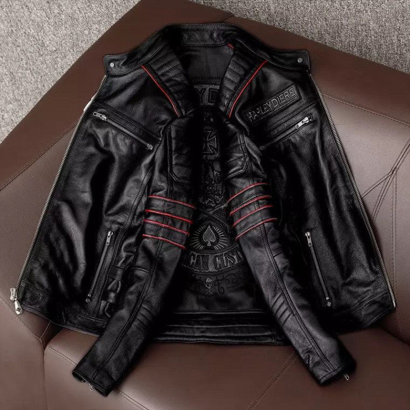 Męska Kurtka Motocyklowa Skórzana