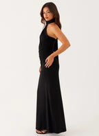Suknia Maxi z Asymetrycznym Dekoltem Halter