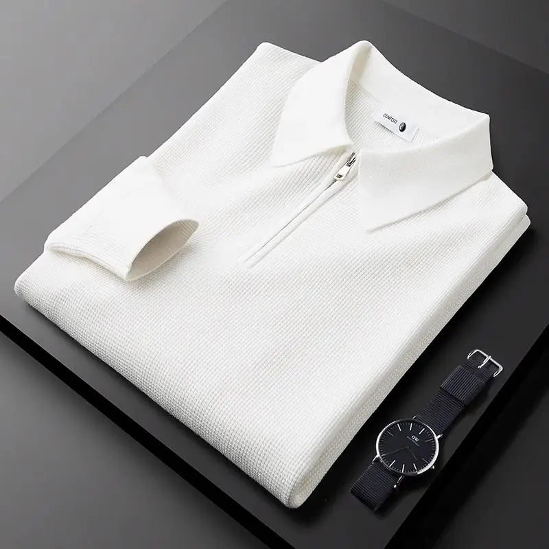 Męski Sweter Polo z Zamkiem