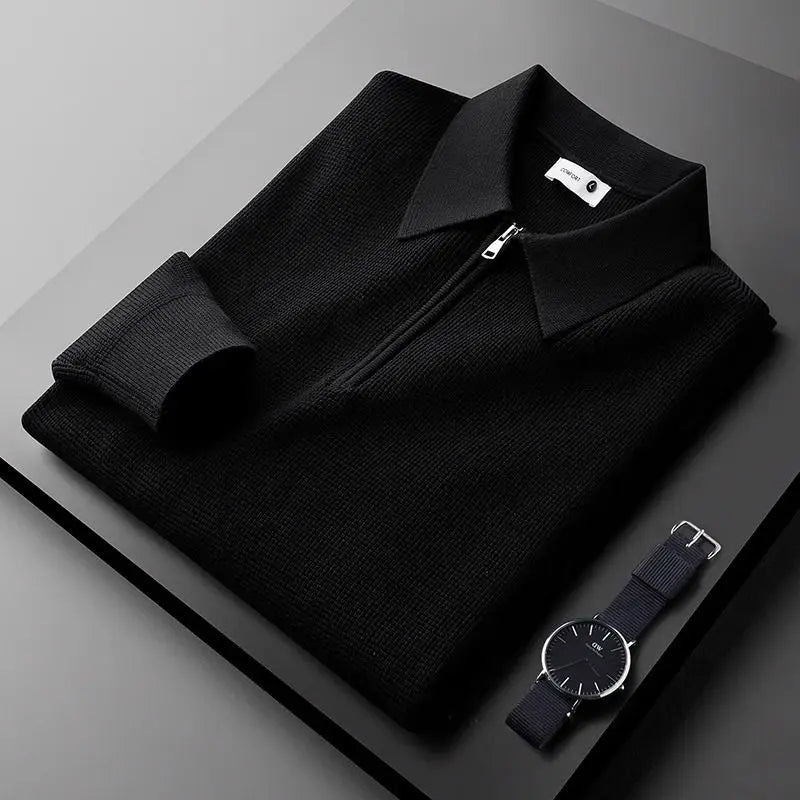 Męski Sweter Polo z Zamkiem