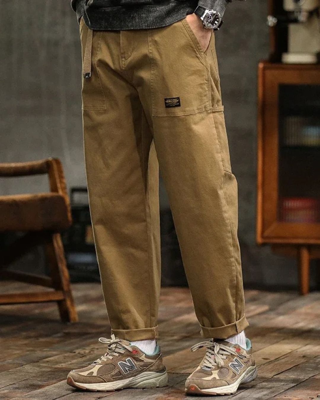 Męskie Spodnie Casual z Prostą Nogawką