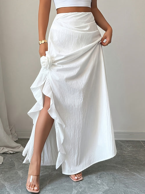 Damska Asymetryczna Spódnica Maxi Z Rozcięciem