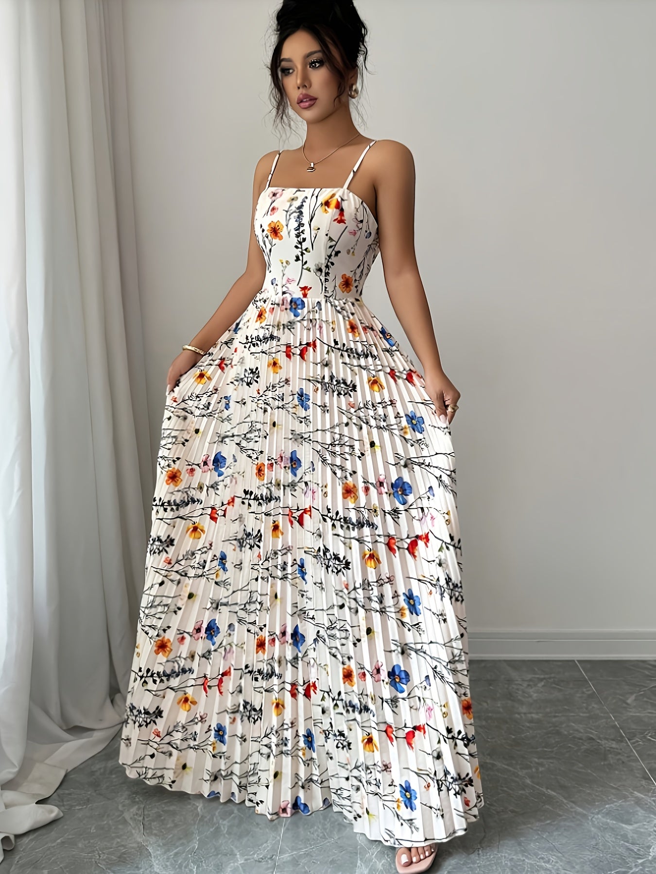 Długa Sukienka Maxi w Kwiatowy Print