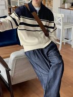 Męski Sweter Rozpinany w Paski