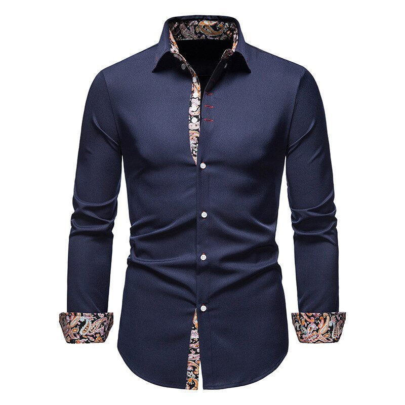 Męska Koszula Slim Fit z Kontrastowym Wykończeniem